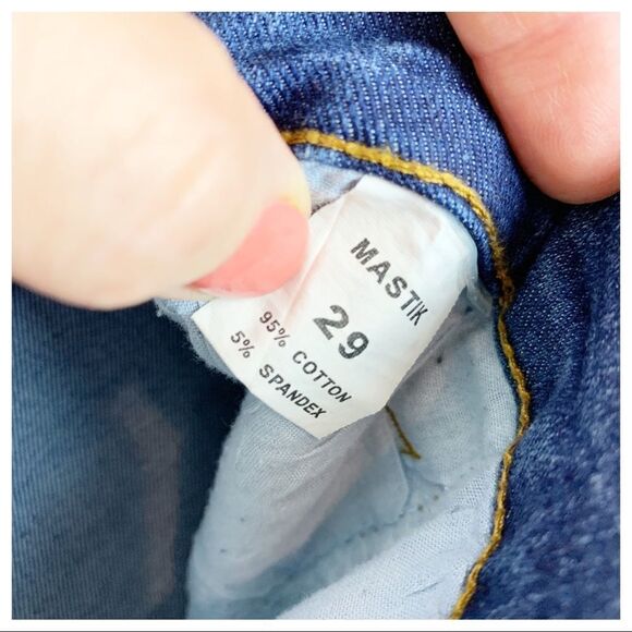 Mastik Leisure Wear Boot Cut Jeans w/Faux‎ Leather Accent Stitching Sz 29 - Picture 9 of 12